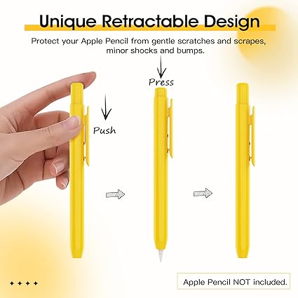 TiMOVO Holder Case Fit Apple Pencil 1st Generation, Retractable Tip Cap Protective Pencil Sleeve Cover with Sturdy Clip for Apple Pencil 1st Gen - Yellow