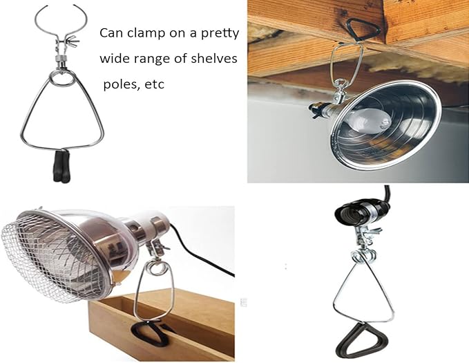 TWDRTDD Adjustable Clamp Lamp Stand Fixture for Reptile Light clamp,E27E26 lamp Socket Clip, Reptile Pet Heating Light Lamp Clamp Holder for Ceramic Bulbs Heater,IR Heat Lamp (Pack-1)