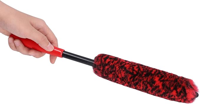 Universal Long Handle Wheel Brush, Professional Car Wheel Hub Cleanings Brush Detailing Brush and Stiff Tire Brush for Wheels, Rims, Exhaust Tips