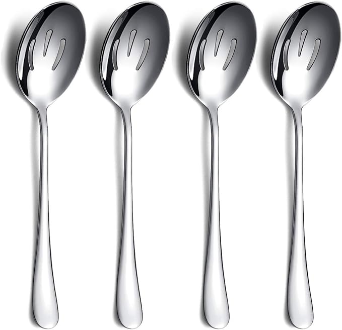 Kyraton 4-Piece Serving Set - Slotted Stainless Steel Spoons, Pack of 4