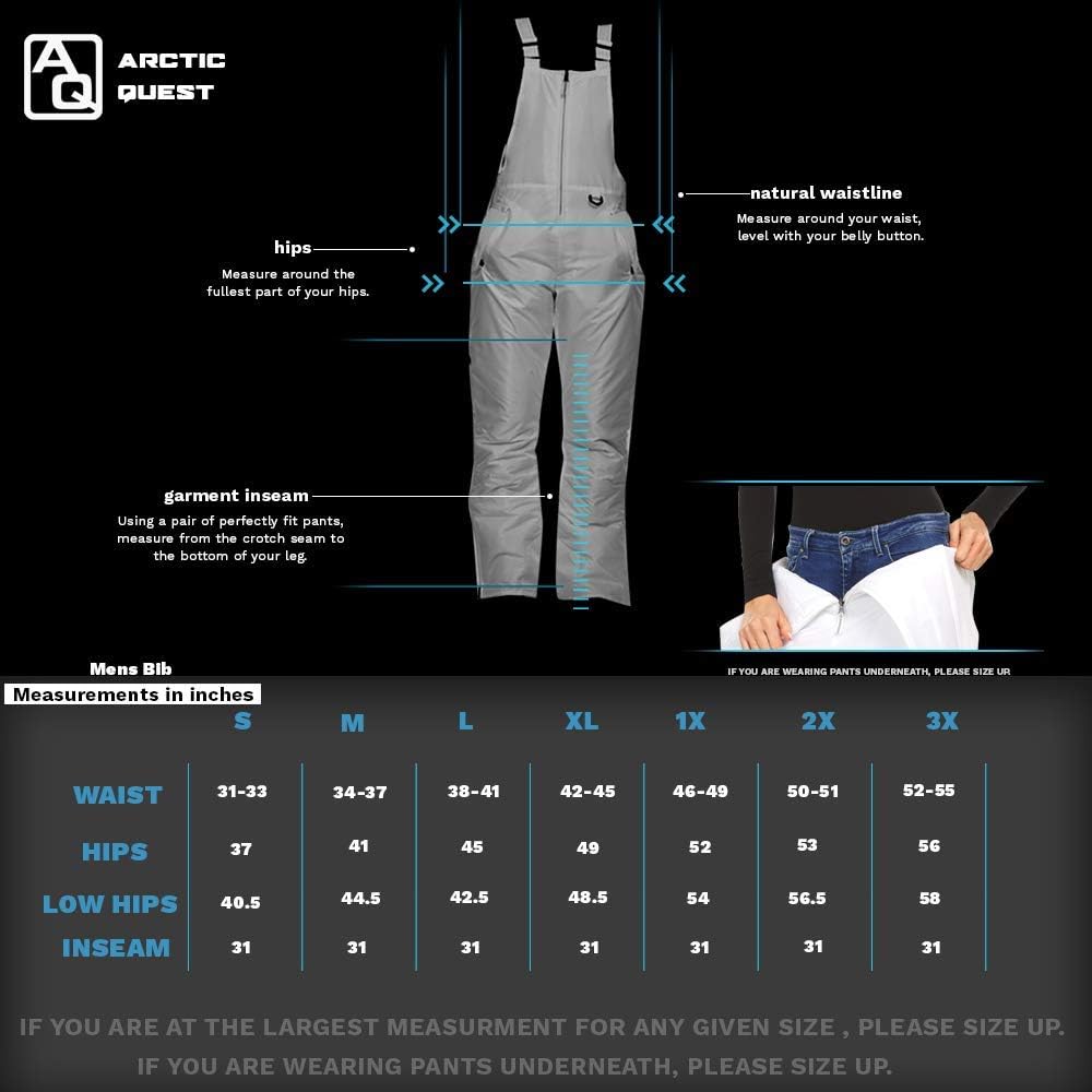 Arctic Quest Mens Insulated Snow and Ski Bib Overalls Snow Pants Snowboard Mens Overalls for Fishing, Hunting, Snowmobiling
