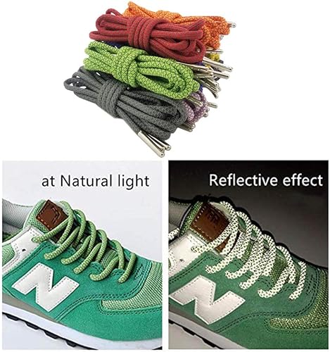 VASGO Iron Head Round Shoe Laces Reflective for Sneakers 10 Different Lengths 12 Colors