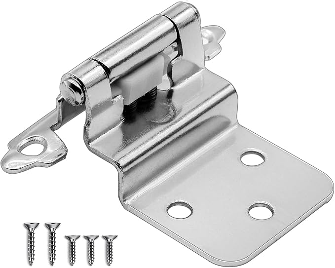 4 Pack 2 Pairs 38" Inset Kitchen Cabinet Hinges - Brushed Nickel Semi-Concealed Satin Nickel Self Closing Cabinet Door Hinges - Flush Face Mount Cupboard Hardware