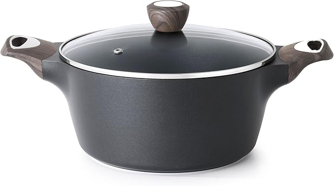 SENSARTE Nonstick Stock Pot with Lid, 2.64.56.6 QT Soup Pot Casserole Pot, Healthy Pasta Pot, Large Deep Cooking Pot, Big Sauce Pot Stew Pot, Induction Compatible, PFOA PFOS APEO Free, Black