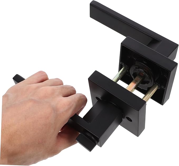 Angoily Black Interior Door Handle Lever Door Lock Aluminum Knob Security Lock for Multiple Room Applications