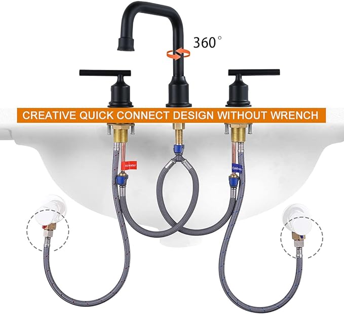 WOWOW Quick Connect Hose Hot and Cold Supply Hoses for Bathroom Faucet