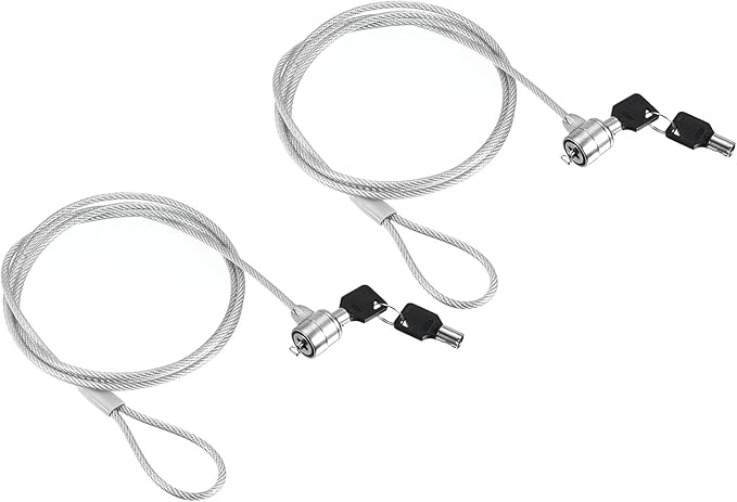 PATIKIL Laptop Cable Lock 5 Ft Security Cable, 2 Pack Hardware Anti Theft Lock with 2 Keys for Computer Monitors Notebook Other Devices, Silver