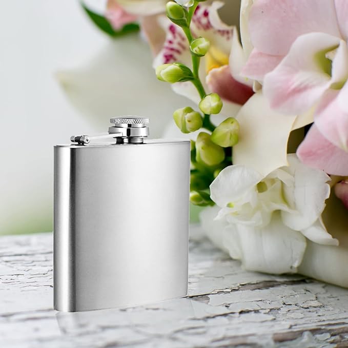 Hillside-Kit Hip Flask Pocket Alcohol Dranking Flask 6 OZ Stainless Steel Leak proof with Funnel Flask set (Silver)