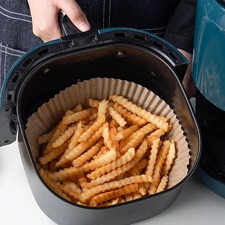 Air Fryer Disposable Paper Liner, Non-Stick Oil Resistant, Waterproof,Food Grade Baking Paper Baking Microwave Baking Paper (2 Colors) (Color : 25 Pcs Brown)