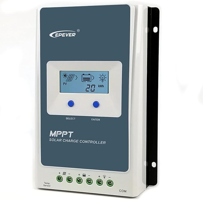 EPEVER 40amp MPPT Solar Charge Controller 12V24V Auto, Negative Grounded 40A Solar Panel Charge Regulator w LCD Display for 12V24V Gel Sealed Flooded and Lithium Battery