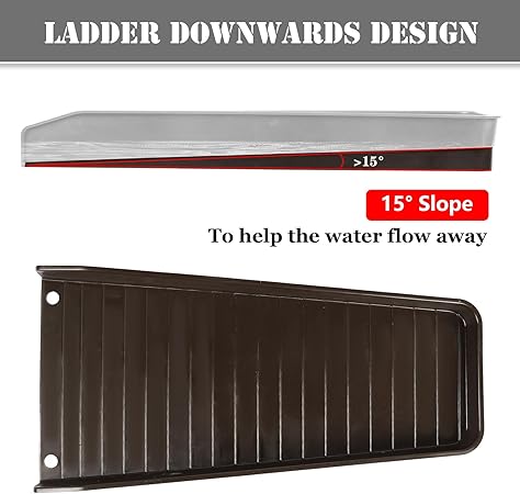 2 PCS Gutter Downspout Extensions, Rain Gutter Downspout Splash Block, Down Spout Extender, Drain Gutter Guard Diverter, 16.3Inch Gutter Splash Guards Fixable Rainwater Drainage, Brown