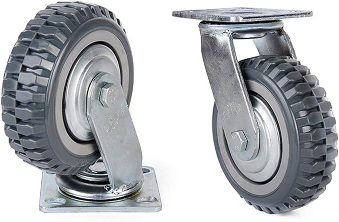 Nisorpa 4 Pack Heavy Duty Plate Casters Set 6 inch Swivel Wheel with Brake Anti-Skid 360 Degree Ball Bearing Castor Wheels(All Swivel,2PCS with Brake 2PCS Without)