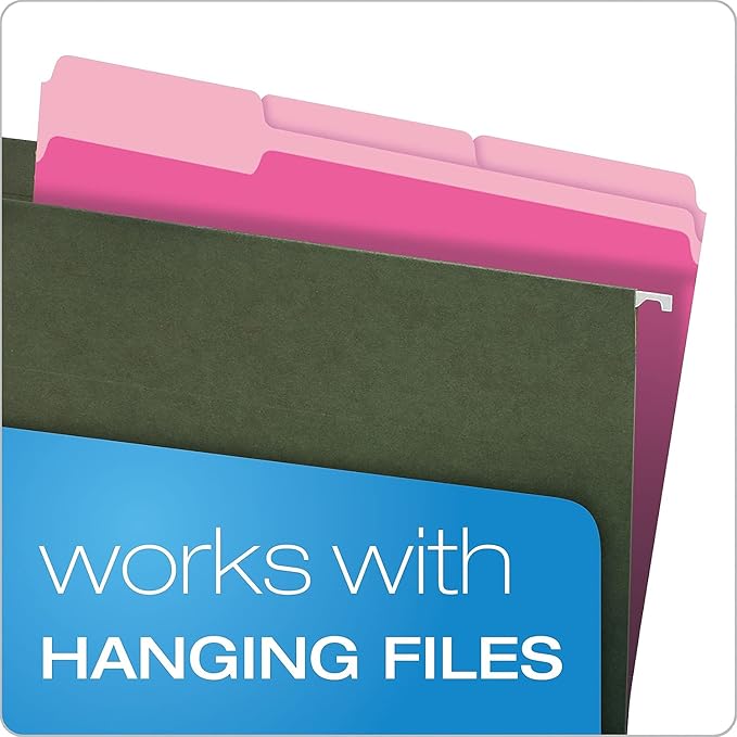 Pendaflex Two-Tone Color File Folders, Letter Size, 13 Cut, Pink, 100 Per box (152 13 PIN), 12 x 9.88 x 2.38 inches
