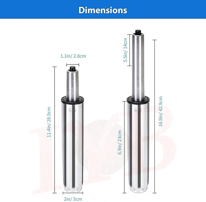 IYB-Office Chair Gas Lift Pneumatic Cylinder Replacement - Universal Size, Heavy Duty Hydraulic (Silver)