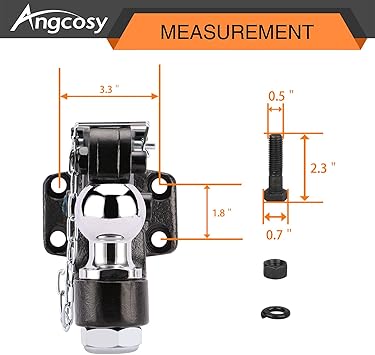10-Ton Pintle Hook Trailer Hitches Receiver Hook Combination 2 Hitch Ball with Mounting Kit, 7000 lbs