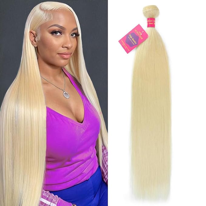 613 Bundles Human Hair 26 Inch Straight Blonde Human Hair Bundles 100 Unprocessed 12A Brazilian Virgin Human Hair Bundles 1 Blonde Bundle 100G 613 Quick Weave Bundles