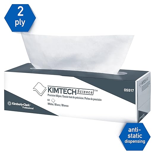 Kimtech 05517 Precision Wipers, POP-UP Box, 2-Ply, 14.7 x 16.6, White, 90 per Box (Case of 15)