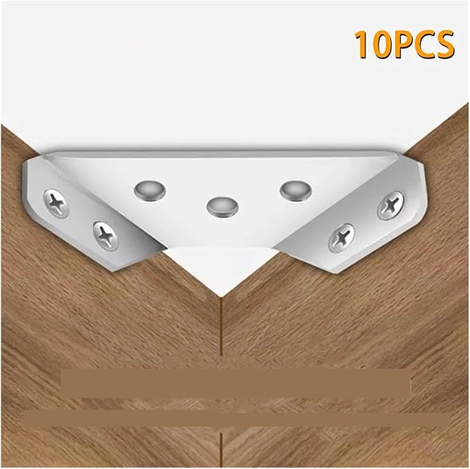 10pcs Universal Furniture Corner Connector Stainless Steel Corner Brace Without Screws Heavy Duty Angle Shelf Brackets for Wood
