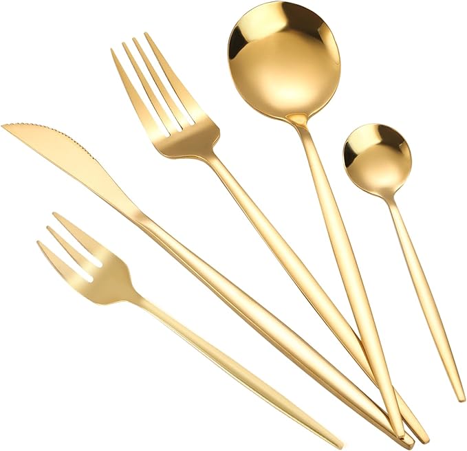 Gold Silverware Set, 90 Piece Golden Cutlery Set Service for 18, Stainless Steel Flatware Set Include Spoons Forks Knives Tableware Utensil Set, Mirror Polished, Dishwasher Safe