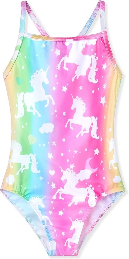TENVDA Girls One Piece Swimsuits Sport Halter Swimwear Beach Bathing Suit