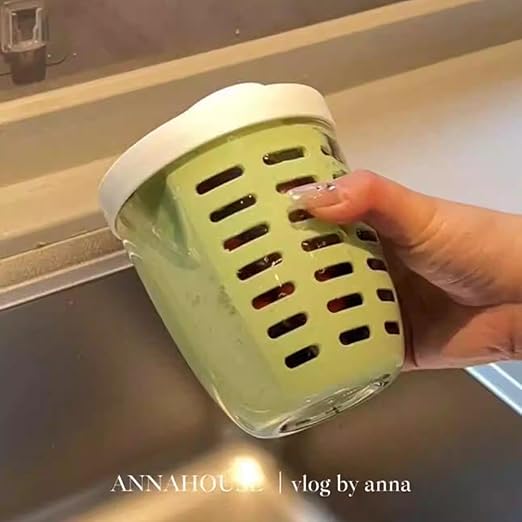 Double-layer drain cup, Harada Osamu yogurt, fruit cup with lid, spoon, portable DIY sticker, leak-proof lunch box, go out