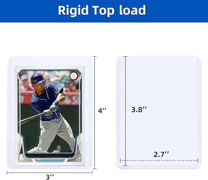 Arjiekwei 3"X4" Card Sleeves Hard Plastic, Baseball Card Protectors Hard Plastic, Premium Card Sleeves for Trading Cards, Card Holder for Sports Baseball Football Game Cards (100 Hard Sleeves)
