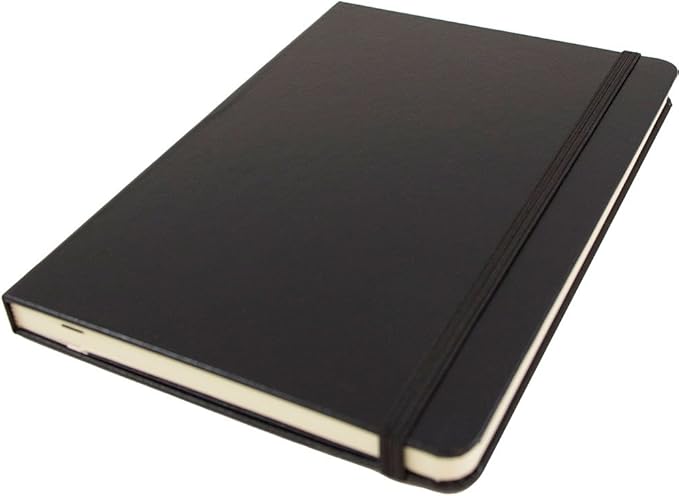 JAM PAPER Hardcover Notebook with Elastic Band - Medium Journal - 5 x 7 - Black - 100 Lined Sheets - Sold Individually