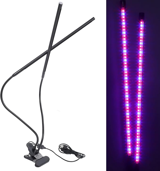 EVTSCAN LED Plant Lights Full Spectrum Dimming Timing Clip On Growing Lamp Bars for Indoor Seedlings Flowers