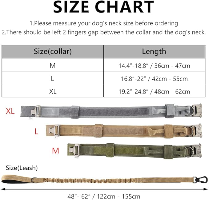 Tactical Dog Collar Adjustable Military Dog Collar Nylon Dog Collar with Control Handle Heavy Metal Buckle for Medium and Large Dogs with Airtags Case(XL, Brown-Set)