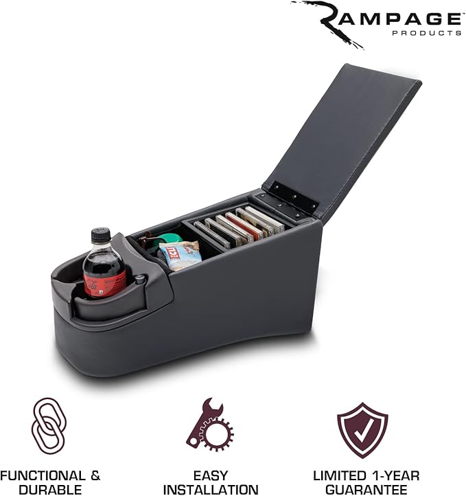 RAMPAGE PRODUCTS Seat Console for Truck Bench Seat Charcoal 39223 Universal Truck Bench Seat