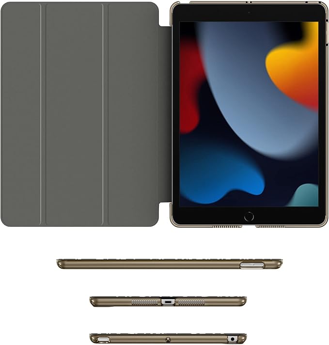 Soke Case for iPad 9th Generation 2021 iPad 8th Gen 2020 iPad 7th Gen 2019, Slim Trifold Stand Auto WakeSleep, Premium Protective Hard PC Back Cover for Apple iPad 10.2 Inch (Book Black)