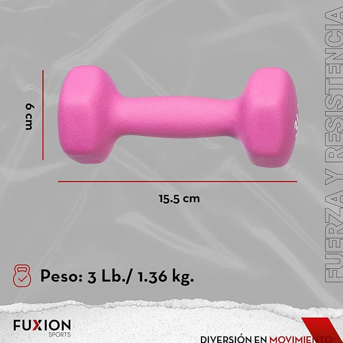 FUXION Neoprene Dumbbell Hand Weights, Sets of 2 Hexagon Non-Slip Weights for Home Gym Yoga Pilates Workout