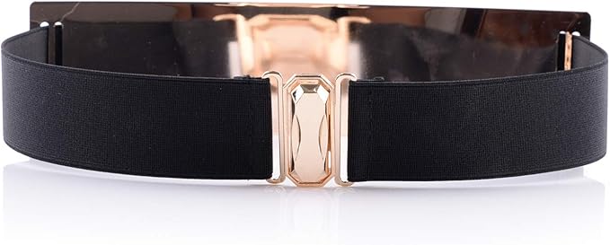 Women Elastic Waist Wide Belts Plus Size 27"-70" Dresses Coat Metal Thin Stretch Skinny Cinch Waistband 2.36" Width