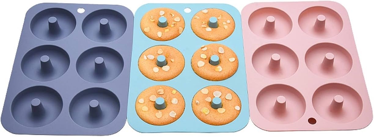 Professional Donut Pan For Baking,6-Cavity Non-Stick Silicone Donut Mold Tray For Microwave And Oven,Dishwasher Safe (Color : A), xiaoyao121