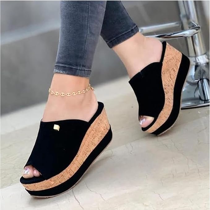 ZBYY Women's Wedge Sandals Open Toe Platform Flip Flops Slingback Fashion Summer Slip On Beach Outdoor Slippers
