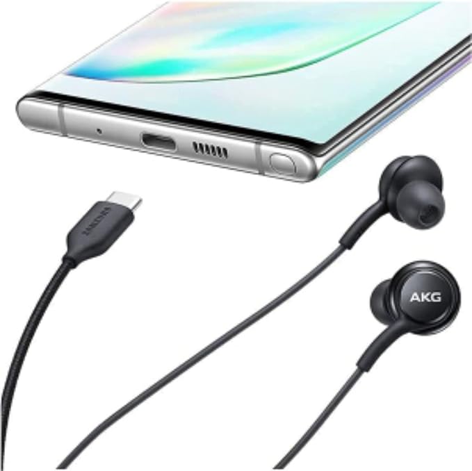 2025 New Stereo in-Ear Headphones for Samsung Galaxy Z Fold6 S24 Ultra S23 Ultra S22 Ultra S21 S20,Note 10+ - Designed by AKG - with Microphone and Volume Remote Control Type-C Connector - Black