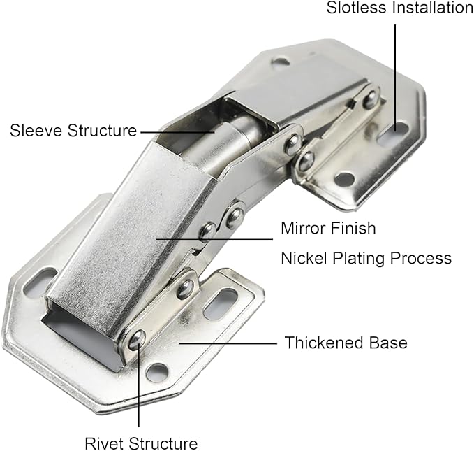2 Pack Kitchen Cabinet Door Hinges, Concealed Cupboard Door Hinges, Surface Mount Hinges, Hidden Hinges for Cabinet Doors Frameless