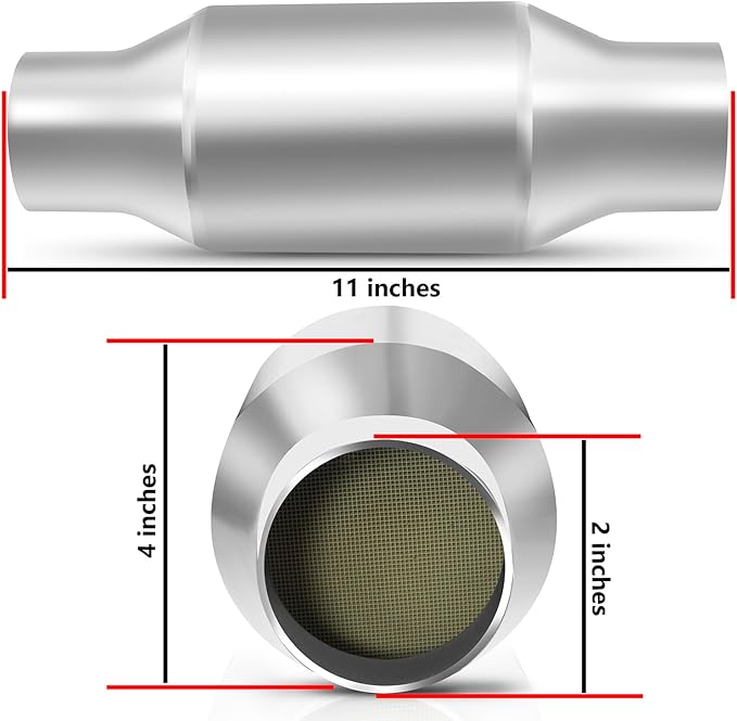 2" Universal Catalytic Converter with O2 Sensor Interface, designed for vehicles made before October 1996 (EPA compliant)