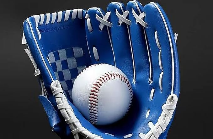 Baseball Glove with Baseball Catcher's Mitt PU Leather Left Hand Gloves 10.511.512.5 for Kids Youth Adult Right Hand Throw (Blue, 10.5)