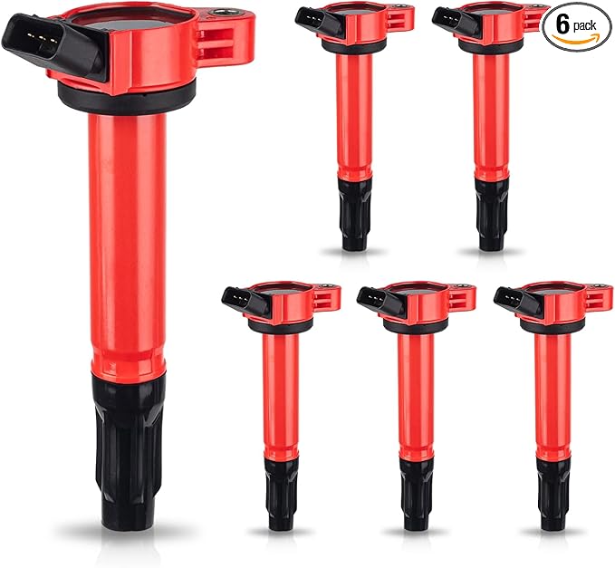 ENA Pack of 3 Red Ignition Coil 2007 2008 2009 2010 2011 2012 2013 2014 2015 Compatible with Lexus Toyota ES350 GS300 GS350 Highlander Camry Sienna Evora Coils for 90919A2007 9091902251 UF487 C1601