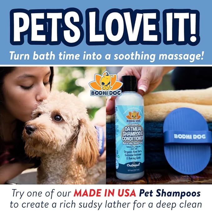 Bodhi Dog Shampoo Brush - Pet Grooming Bath Supplies for Cats and Dog - Bath Brush for Long Short Hair - Premium Scrubber for Shower, Bathing Massage (One Pack, Blue)