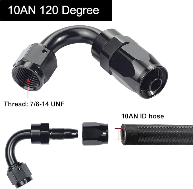 10AN Hose End Fitting 120 Degree Swivel for CPE Braided Fuel Hose Line 1PC