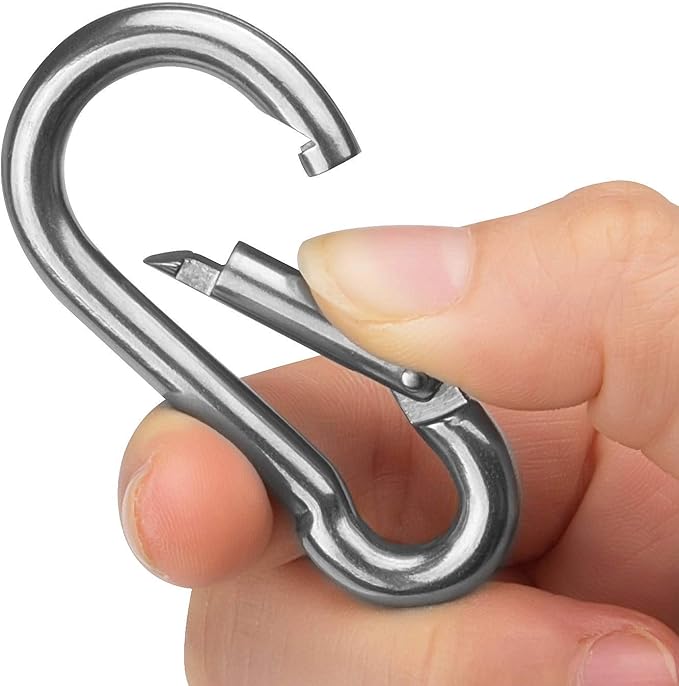CertBuy 10 Pack 4 Inch Spring Snap Hook Stainless Steel 304 Carabiner Clips Heavy Duty Quick Link Hook for Outdoor Camping Hiking Hammock Swing (M10 x 100 mm)