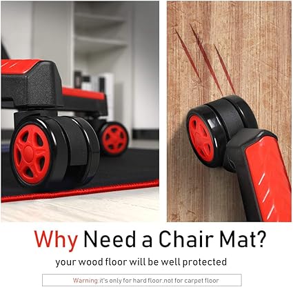 GTRACING Gaming Chair Mat for Hardwood Floor 47 x 39 inch Office Computer Gaming Desk Chair Mat for Hard Floor Red,Small Size