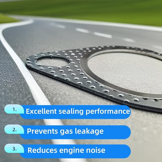 2-Pack High-Temperature Exhaust Flange Gaskets Durable Flat Muffler Donut Seal Rings, Fireproof 2-Bolt Automotive Replacement Parts (2.5inches)