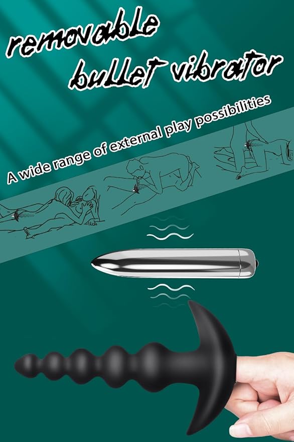 Vibrating Anal Beads Butt Plug - YOSPOSS Flexible Silicone 16 Vibration Modes Graduated Design Anal Sex Toy Waterproof Bullet Vibrator for Men, Women and Couples 100+ bought