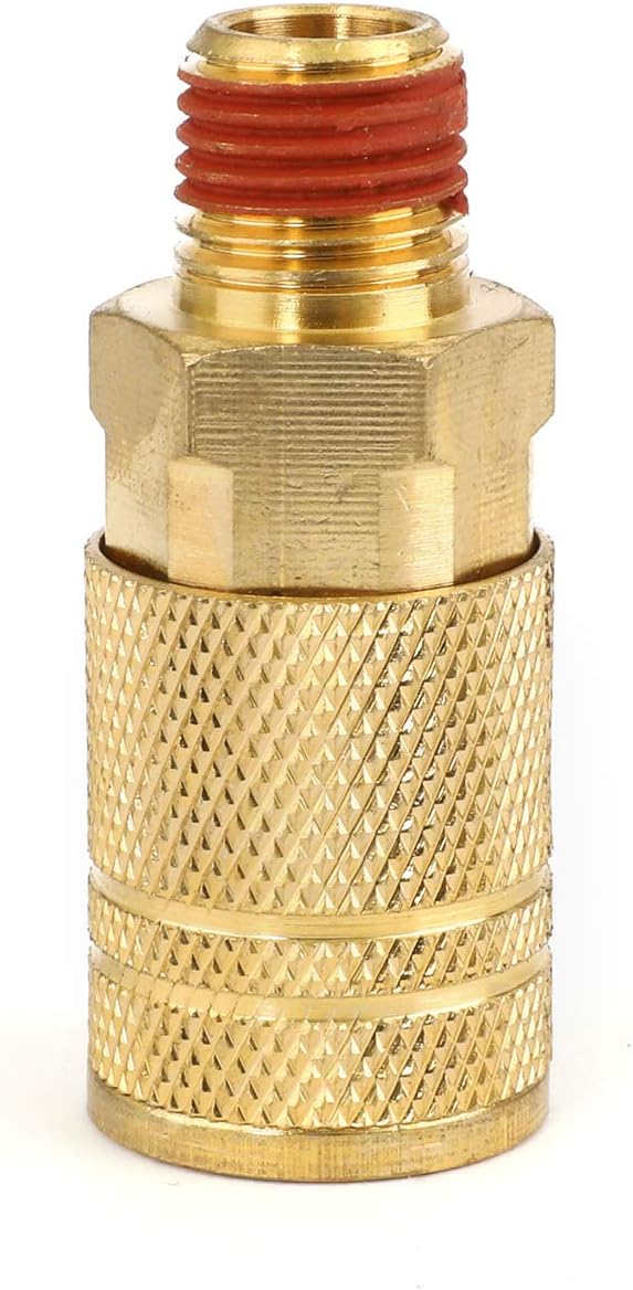 WYNNsky Industrial Air Coupler, 14 Inch Body Size, 14 Inch NPT Male Threads Size, Brass Air Hose Fitting