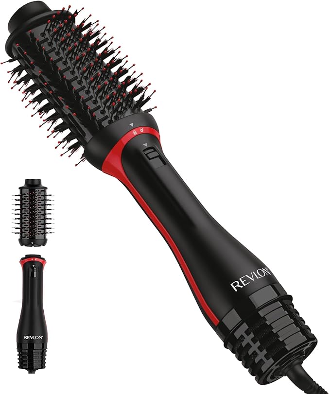 REVLON One-Step Volumizer Plus Hair Dryer and Styler, Enhanced Motor for Less Frizz, More Shine, and Reduced Heat Damage for Salon Style Round Brush for Blowout, Black ( Exclusive)