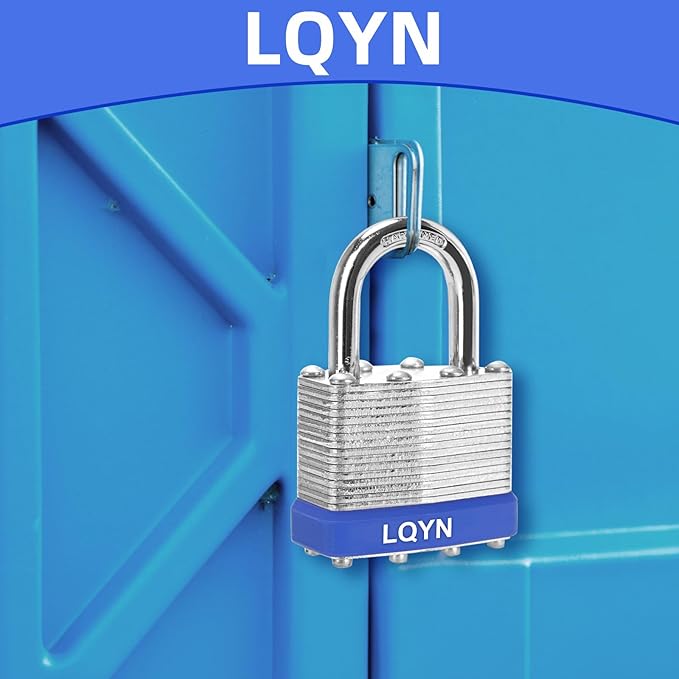 Padlocks with Same Key, LQYN 2 Pcs Laminated Keyed Padlock (1-9/16", 40mm),Keyed Alike Locks,Normal Shackle,for Storage Locker,Hasp Latch,Toolbox,Sheds