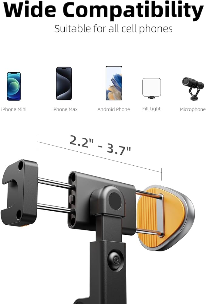 TODI 63" Cell Phone Selfie Stick Tripod, Portable Tripod for iPhone with Wireless Remote, Extendable Smartphone Stand, All-in-1, Compatible with iPhoneAndroid